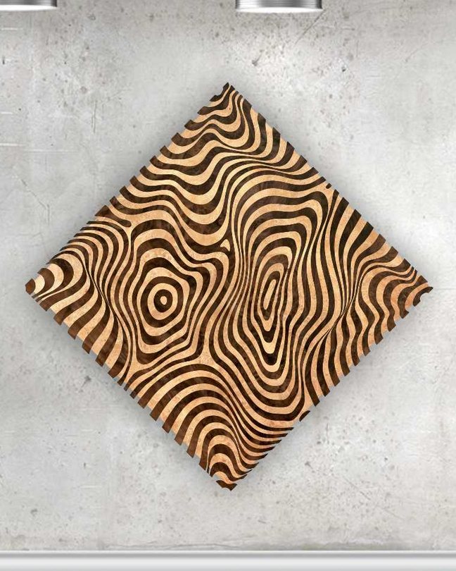 Abstract Flow, natural wood veneer marquetry wall art by Aydin Kalantar