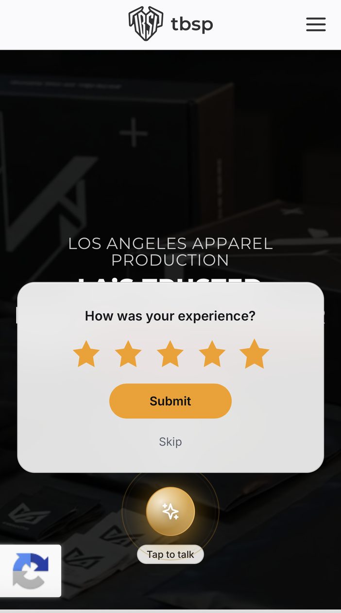 Catch Lead rating prompt asking how was your experience, with five stars and a Submit button